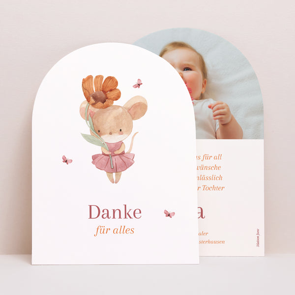 Dankeskarte Geburt Kleine Arche Lilli die Maus foto