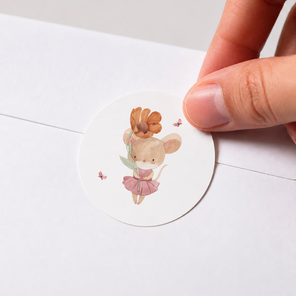 Sticker Geburt Rund Lilli die Maus foto