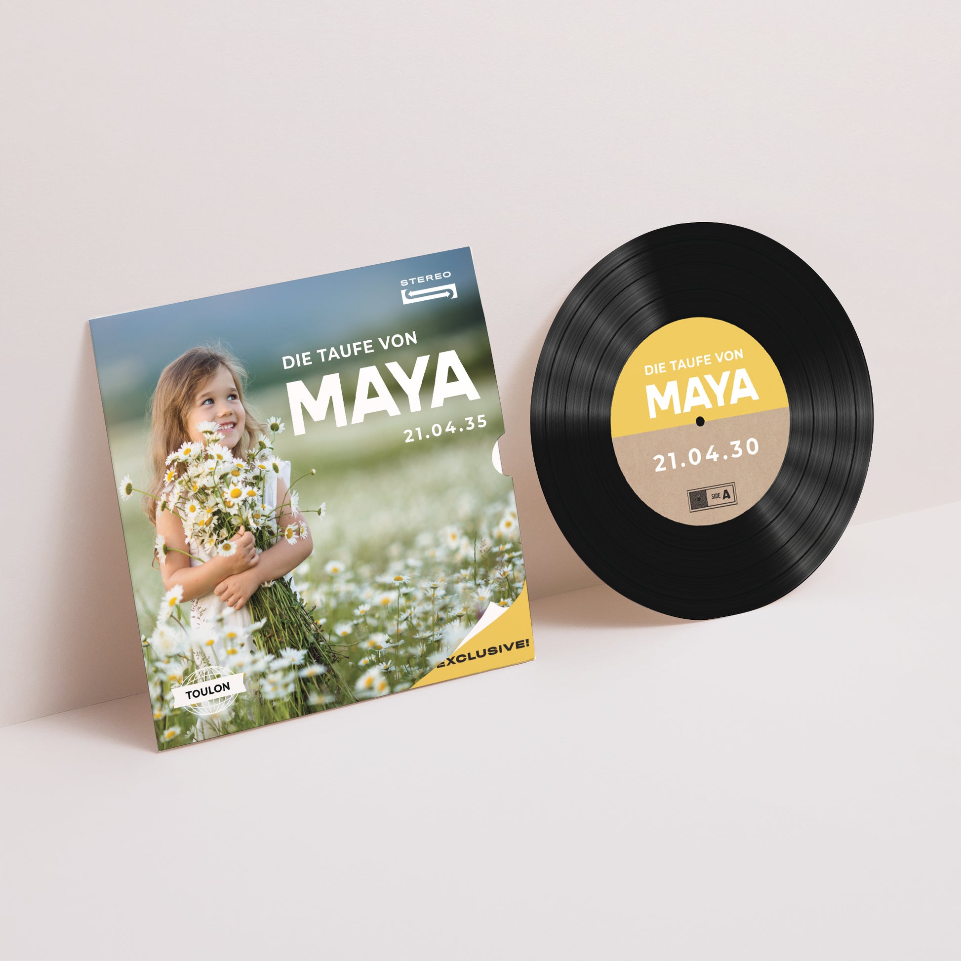 Taufeinladung Schallplattenhülle Vinyl der Hoffnung foto N° 1