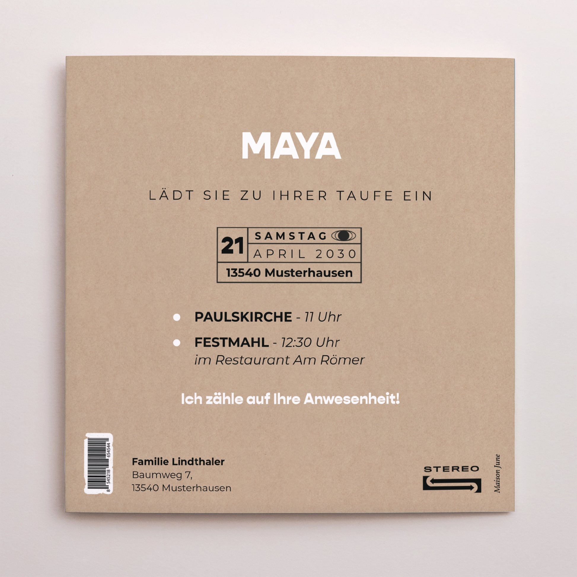 Taufeinladung Schallplattenhülle Vinyl der Hoffnung foto N° 3