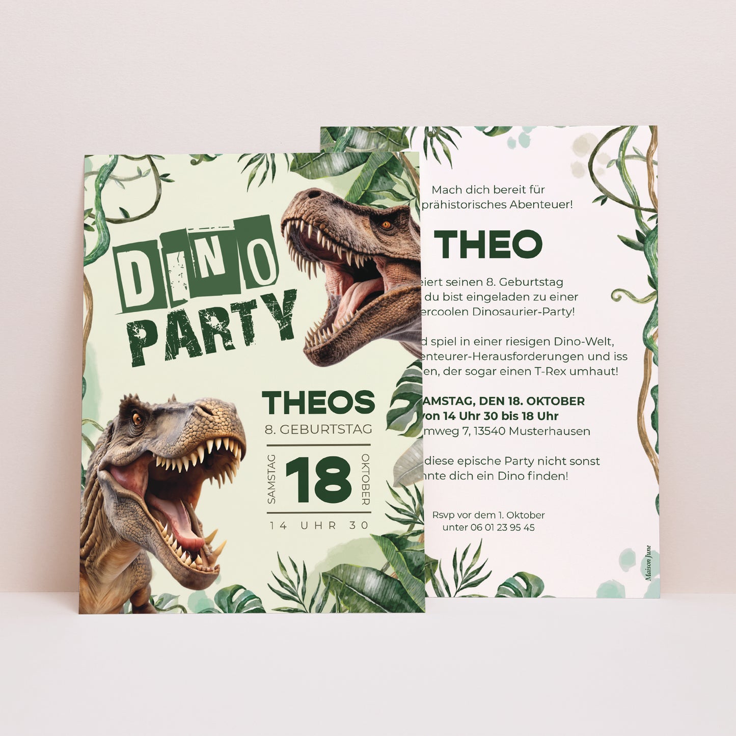 Einladungskarte Kindergeburtstag Dino-Party foto N° 1