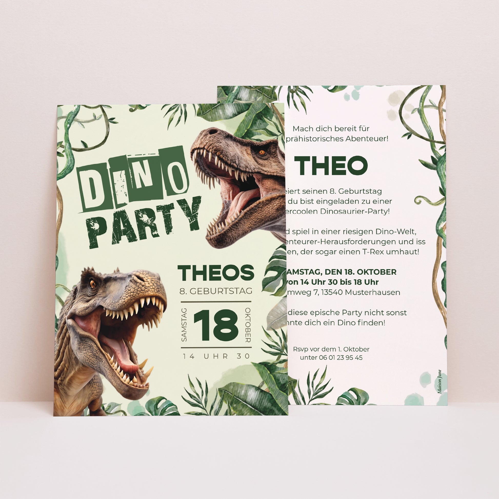 Einladungskarte Kindergeburtstag Dino-Party foto N° 1