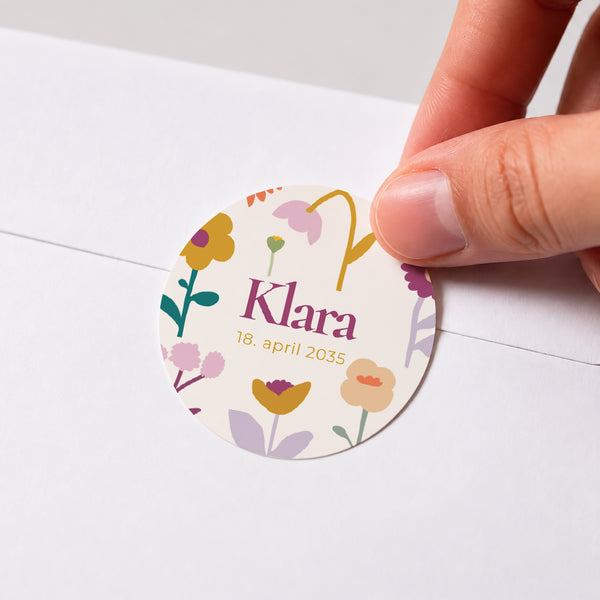 Sticker Geburt Rund Herz in Blüte foto
