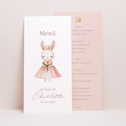Menükarte Taufe Panoramatisches Porträt Prinzessin des geheimen Gartens foto N° 1