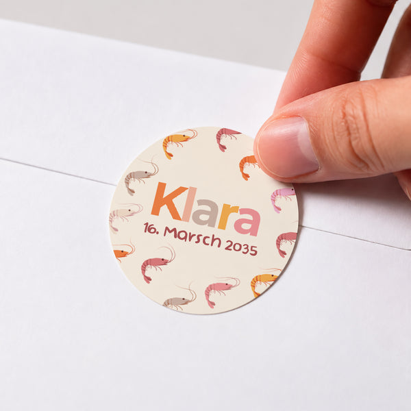 Sticker Geburt Rund Liebesgarnele foto