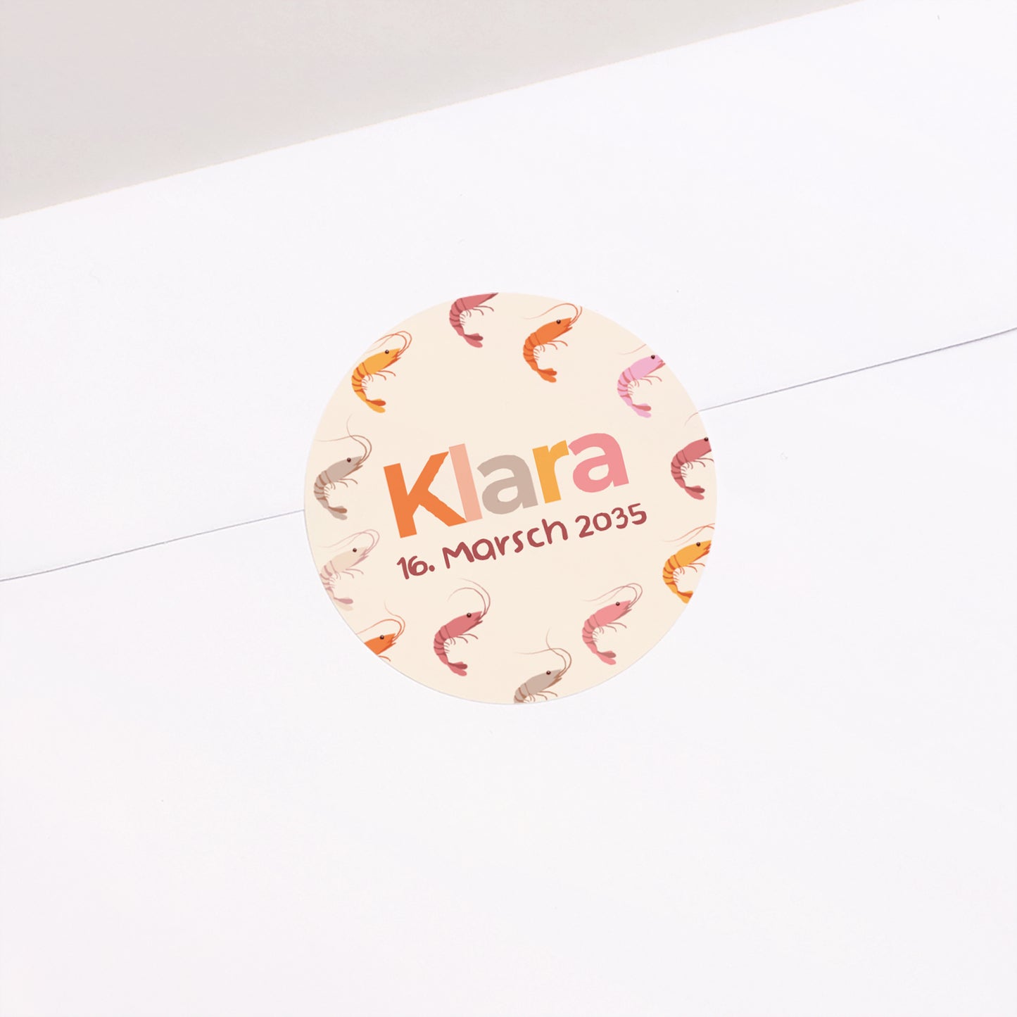 Sticker Geburt Rund Liebesgarnele foto N° 2
