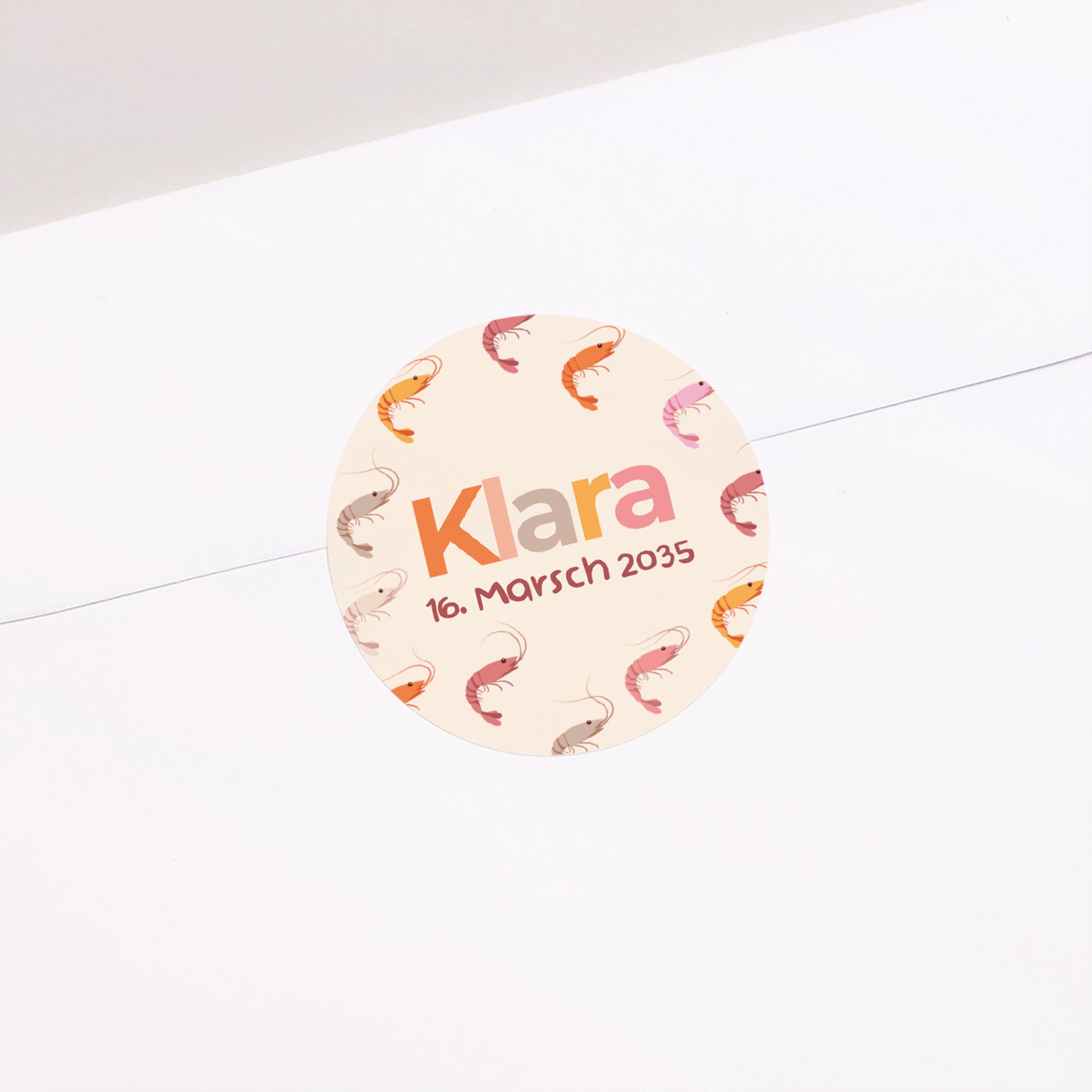 Sticker Geburt Rund Liebesgarnele foto N° 2