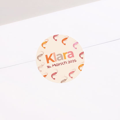 Sticker Geburt Rund Liebesgarnele foto N° 2