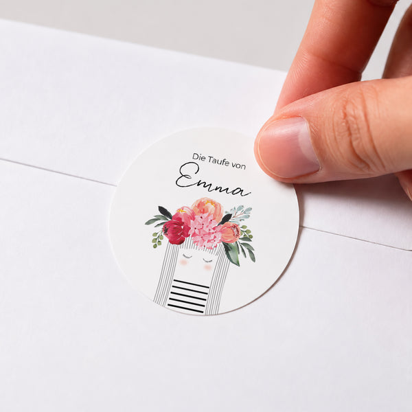 Sticker Taufe Rund Kleine gesegnete Blume foto