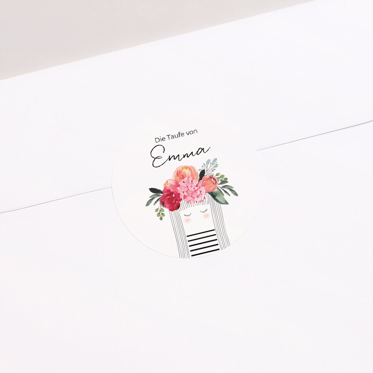 Sticker Taufe Rund Kleine gesegnete Blume foto N° 2