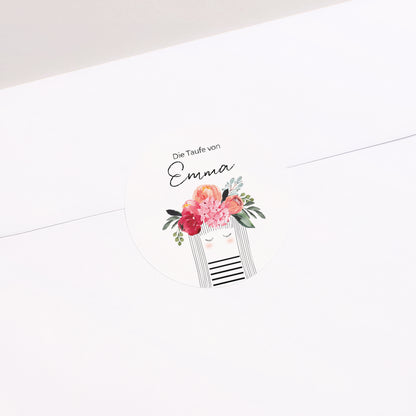 Sticker Taufe Rund Kleine gesegnete Blume foto N° 2