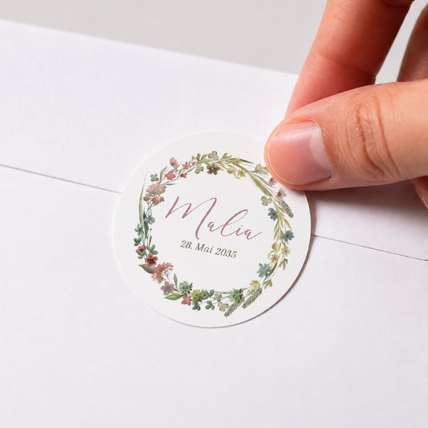 Sticker Geburt Rund Kleine Liebesblume foto