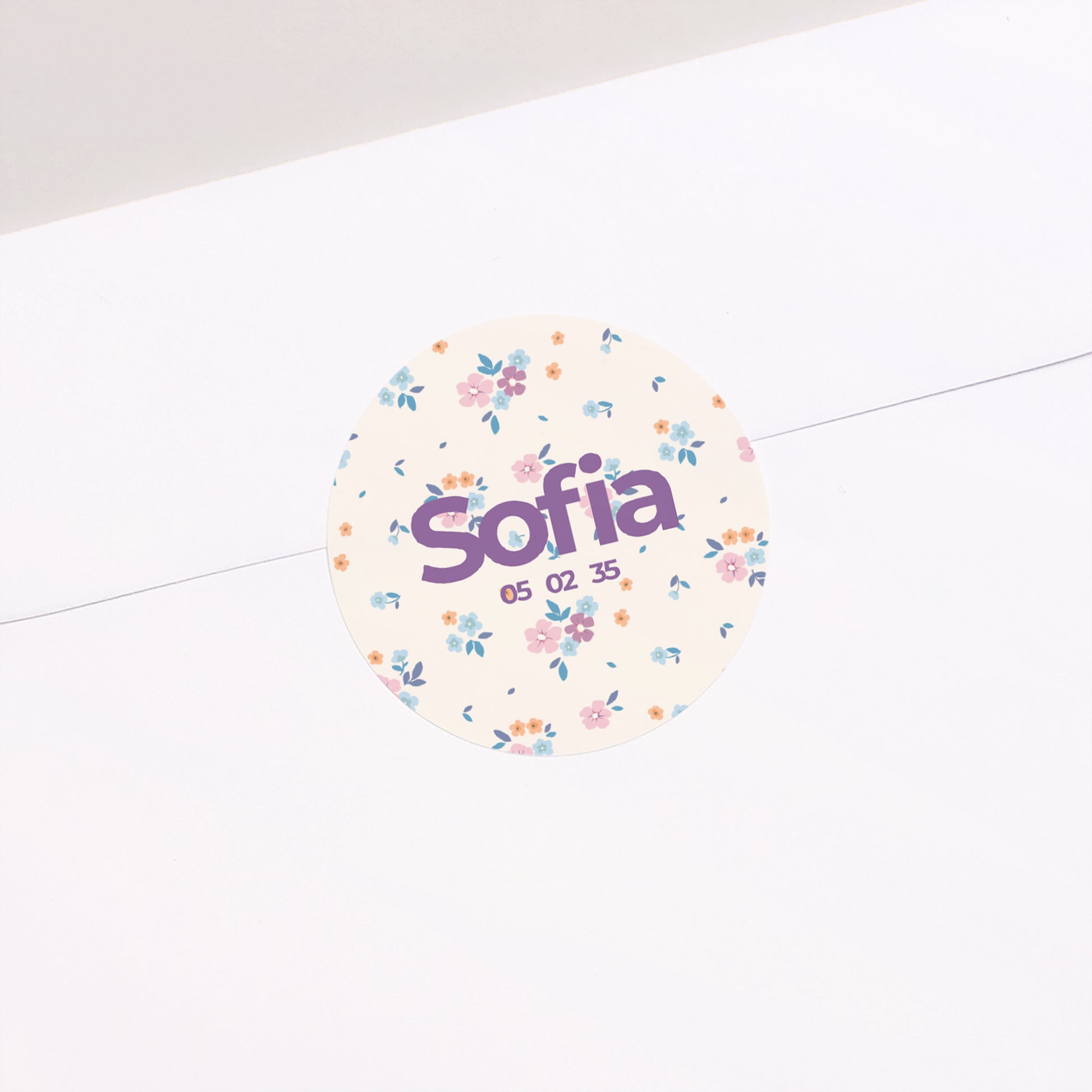 Sticker Geburt Rund Süße Blumen foto N° 2