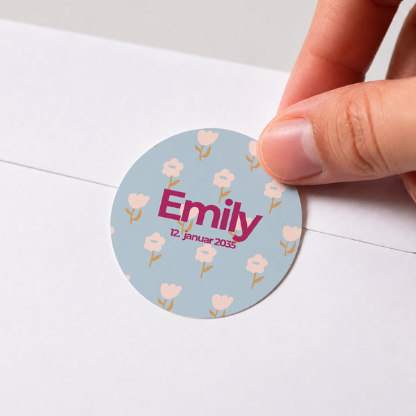 Sticker Geburt Rund Die Blumen foto