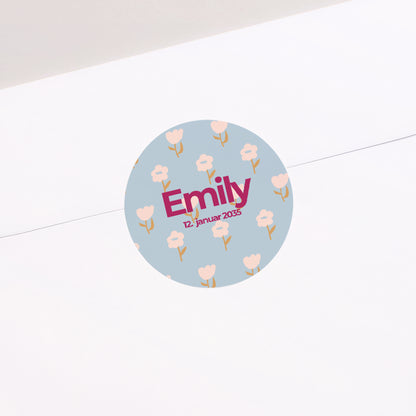 Sticker Geburt Rund Die Blumen foto N° 2