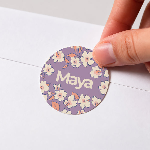 Sticker Geburt Rund Blumig foto