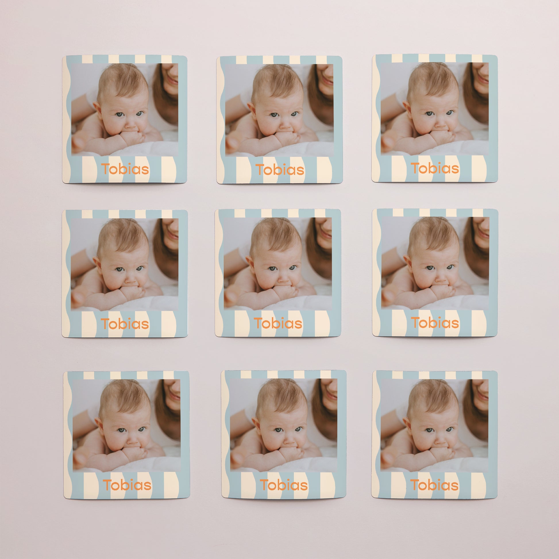 Dankeskarte Geburt Satz von 9, magnetisch. Blaue Wellen foto N° 3