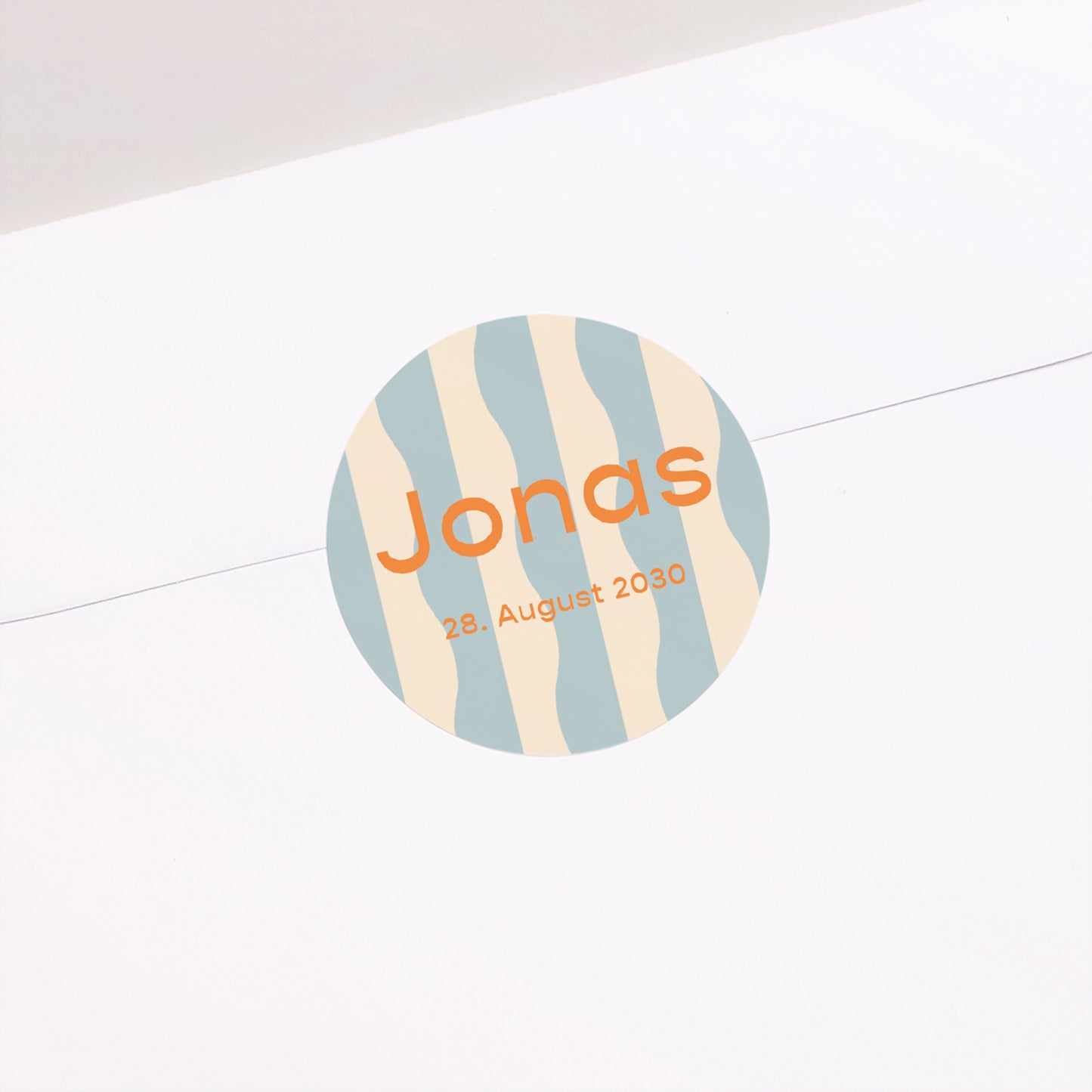 Sticker Geburt Rund Blaue Wellen foto N° 2
