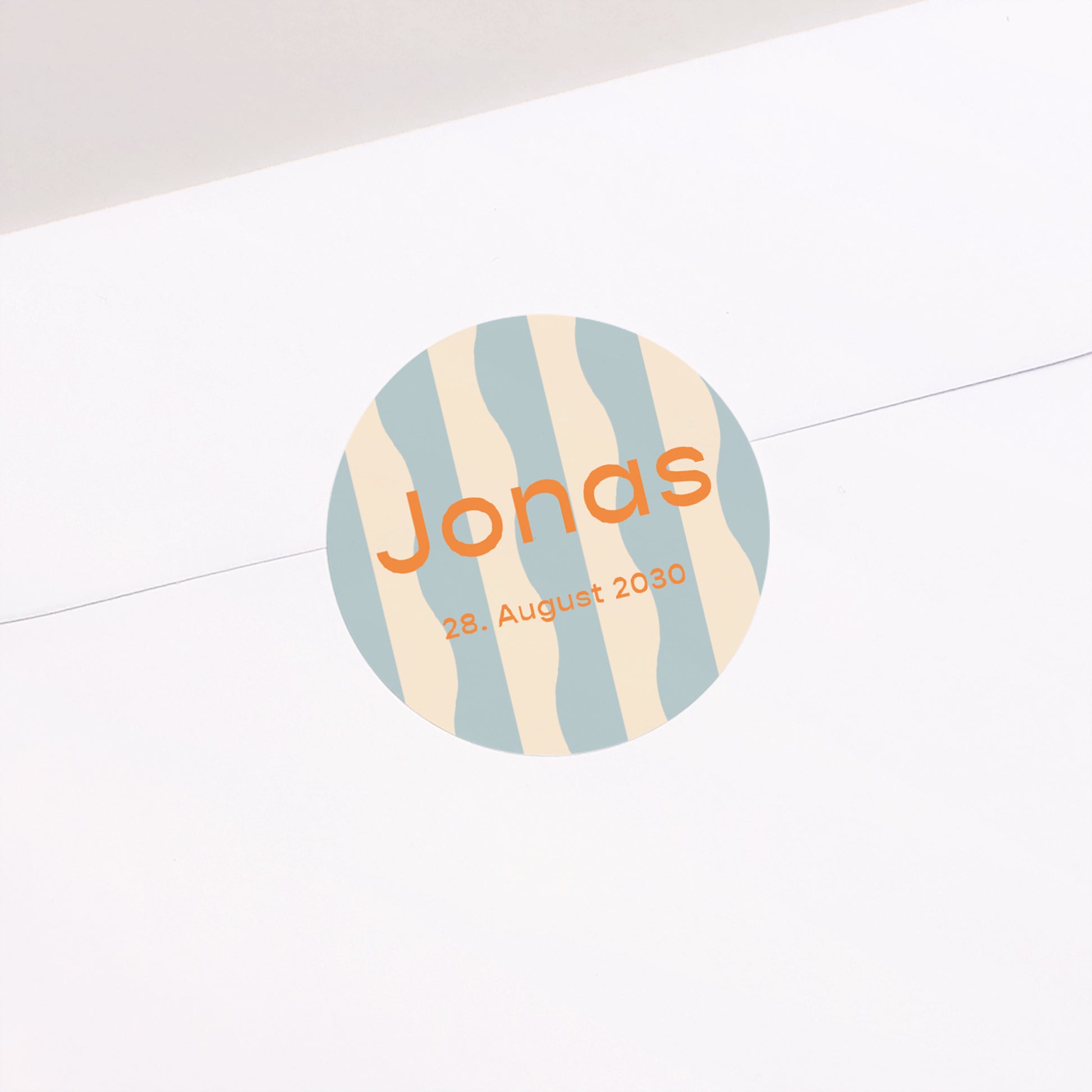 Sticker Geburt Rund Blaue Wellen foto N° 2