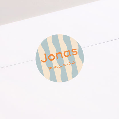 Sticker Geburt Rund Blaue Wellen foto N° 2