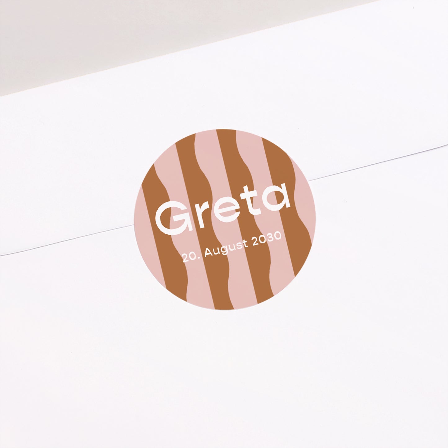 Sticker Geburt Rund Rosa Wellen foto N° 2