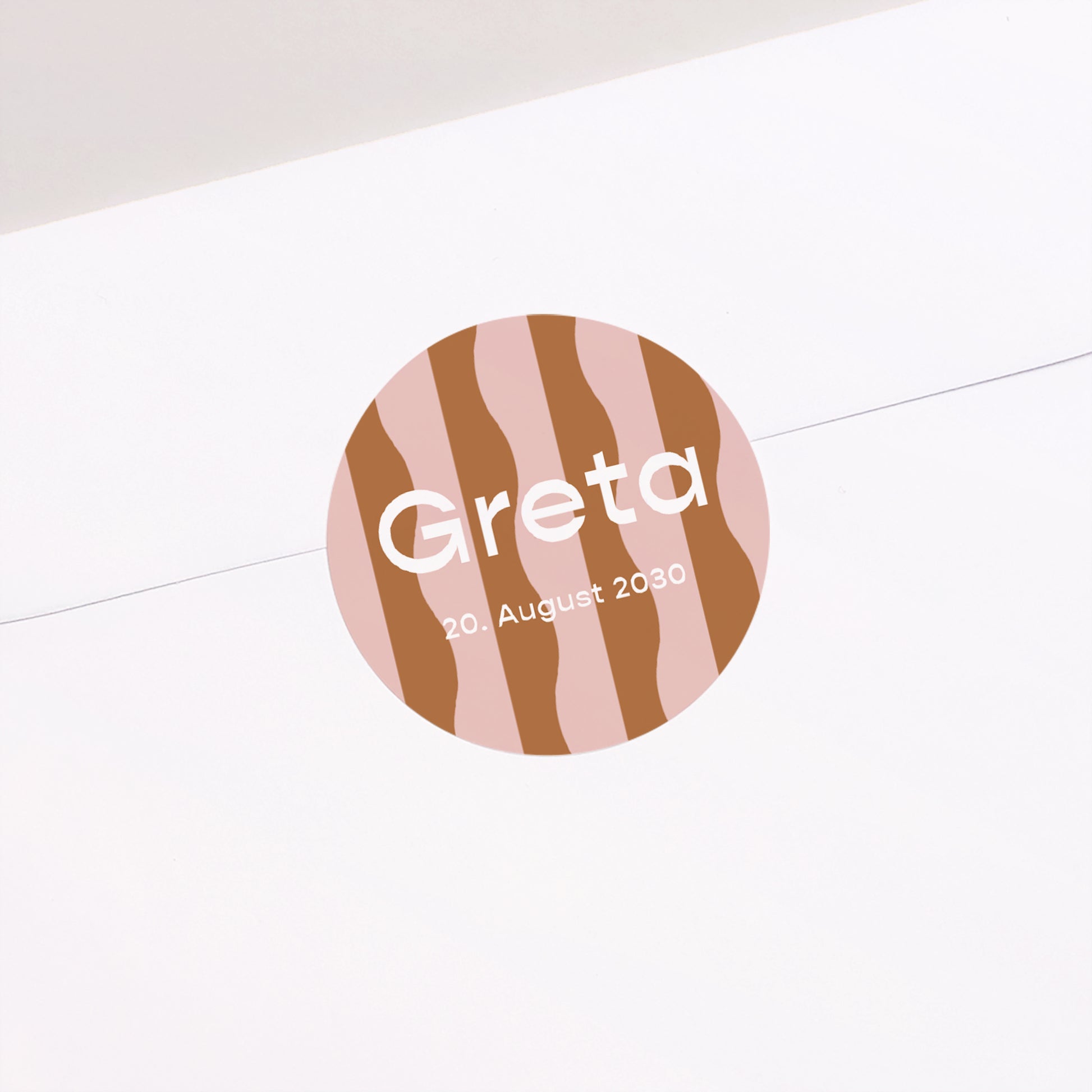 Sticker Geburt Rund Rosa Wellen foto N° 2