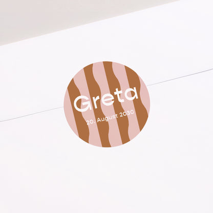 Sticker Geburt Rund Rosa Wellen foto N° 2