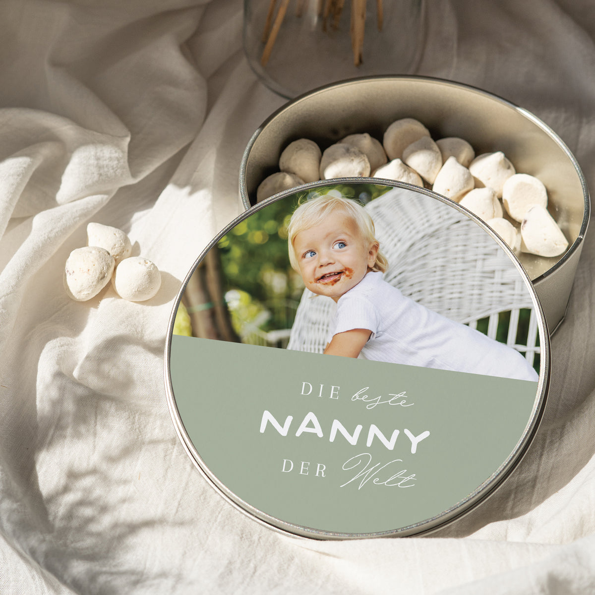 Metalldose Objekte Runde Beste Nanny der Welt foto N° 2