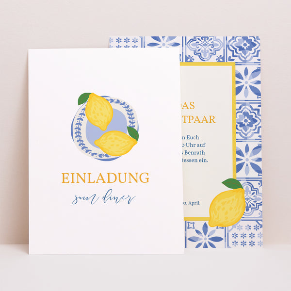 Einladungskarte Hochzeit Porträt Azulejo der Liebe foto