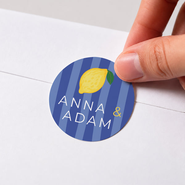 Sticker Hochzeit Rund Ein Hauch von Mittelmeer foto