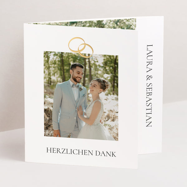 Dankeskarte Hochzeit Asymmetrisches Triptychon Goldene Eid foto