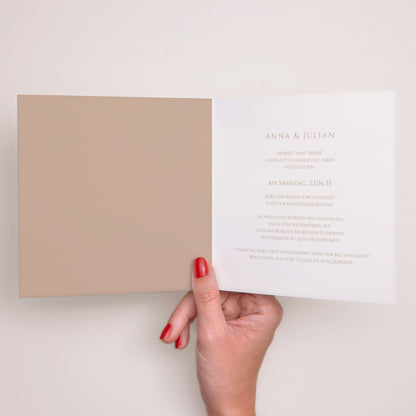 Hochzeitseinladung Doppelflügelfenster Sanfte goldene Harmonie foto N° 2