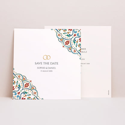 Save the date Karte Hochzeit Quadrat Liebe aus dem Osten foto N° 1
