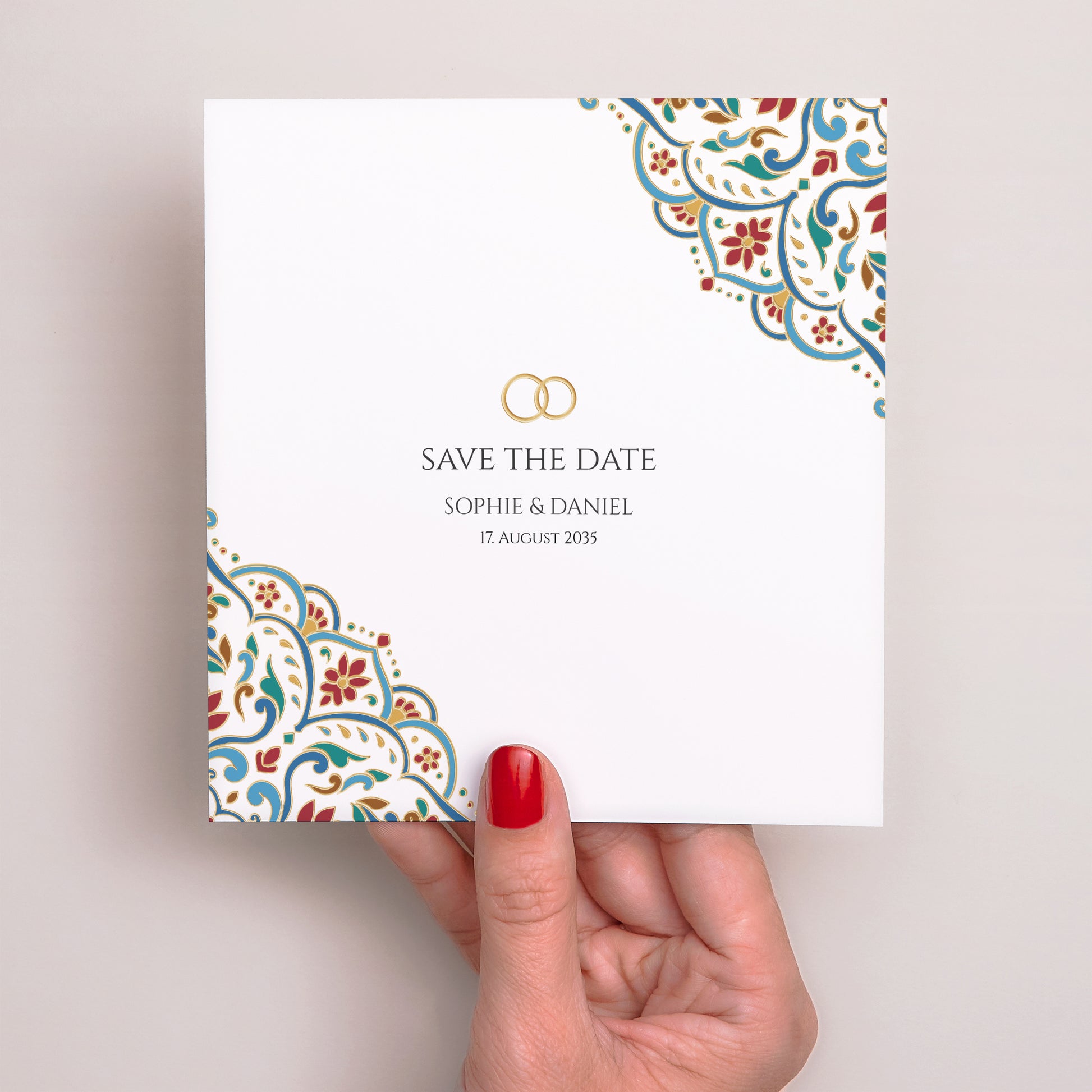 Save the date Karte Hochzeit Quadrat Liebe aus dem Osten foto N° 2