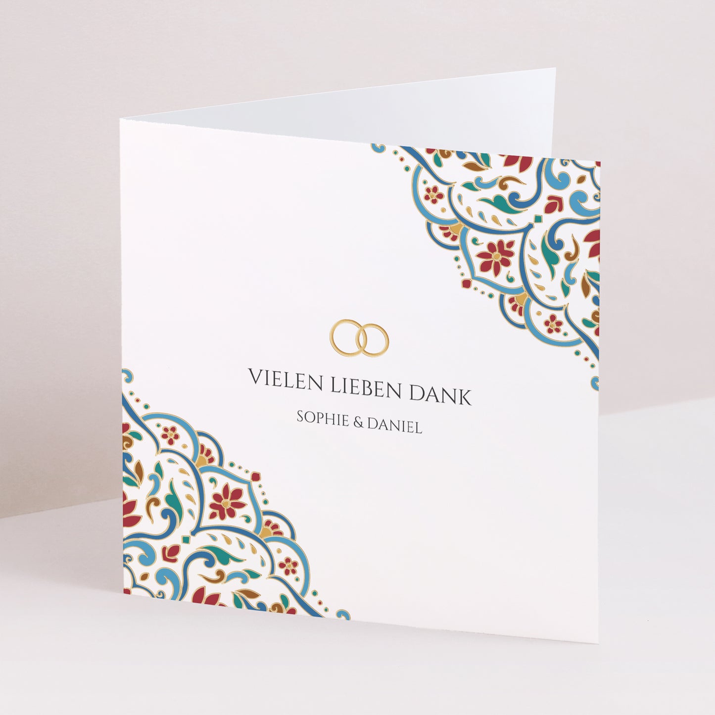 Dankeskarte Hochzeit Doppelflügelfenster Liebe aus dem Osten foto N° 1