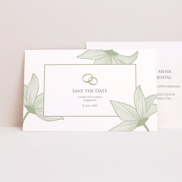 Save the date Karte Hochzeit Landschaft Blüten der Eleganz foto