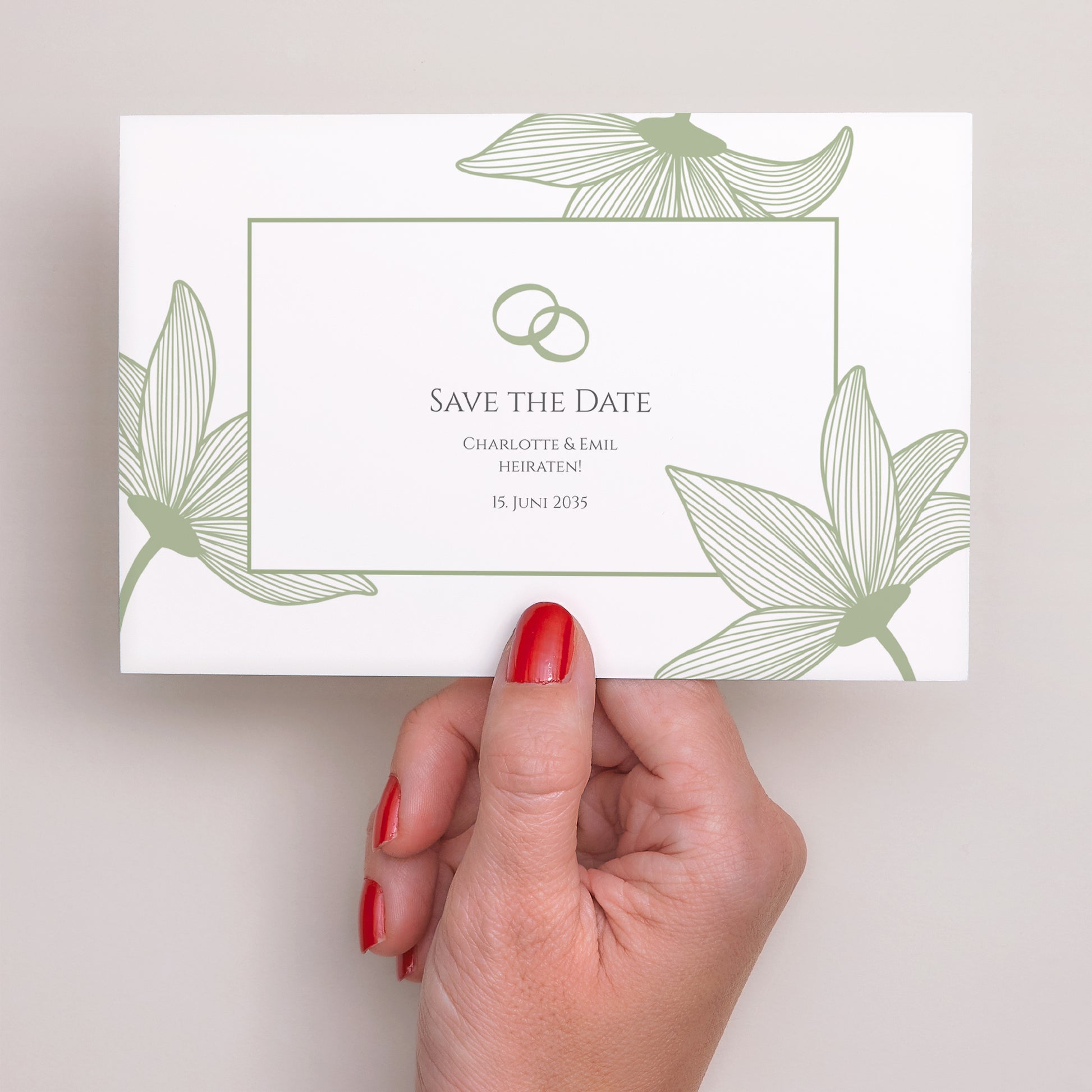 Save the date Karte Hochzeit Landschaft Blüten der Eleganz foto N° 3