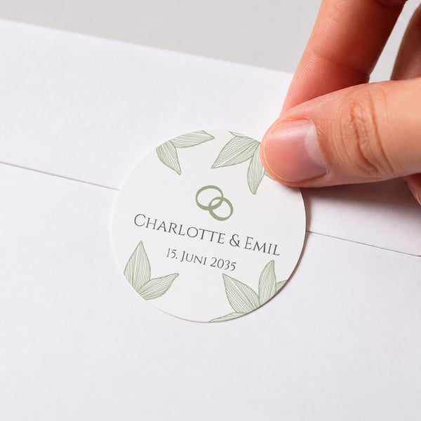 Sticker Hochzeit Rund Blüten der Eleganz foto