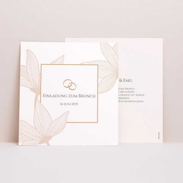Einladungskarte Hochzeit Quadrat Blumen der goldenen Eleganz foto