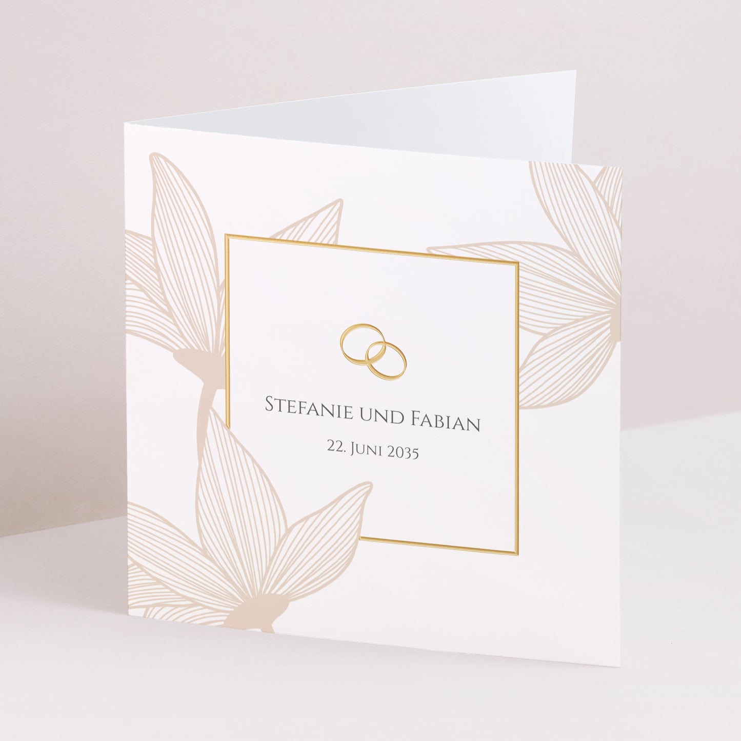 Hochzeitseinladung Doppelflügelfenster Blumen der goldenen Eleganz foto N° 1