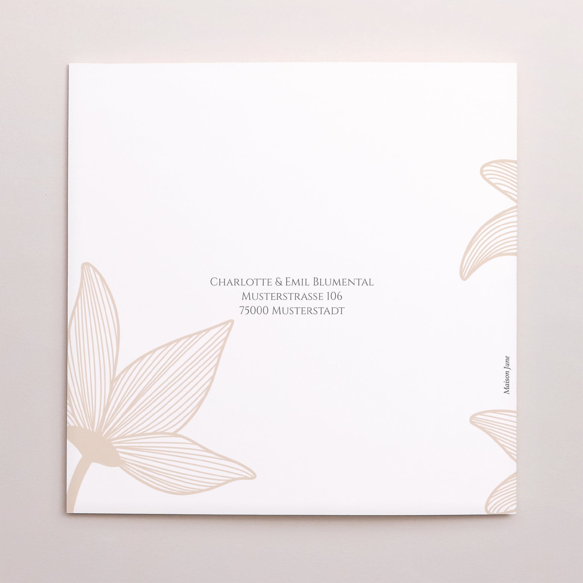 Dankeskarte Hochzeit Doppelflügelfenster Blumen der goldenen Eleganz foto N° 3