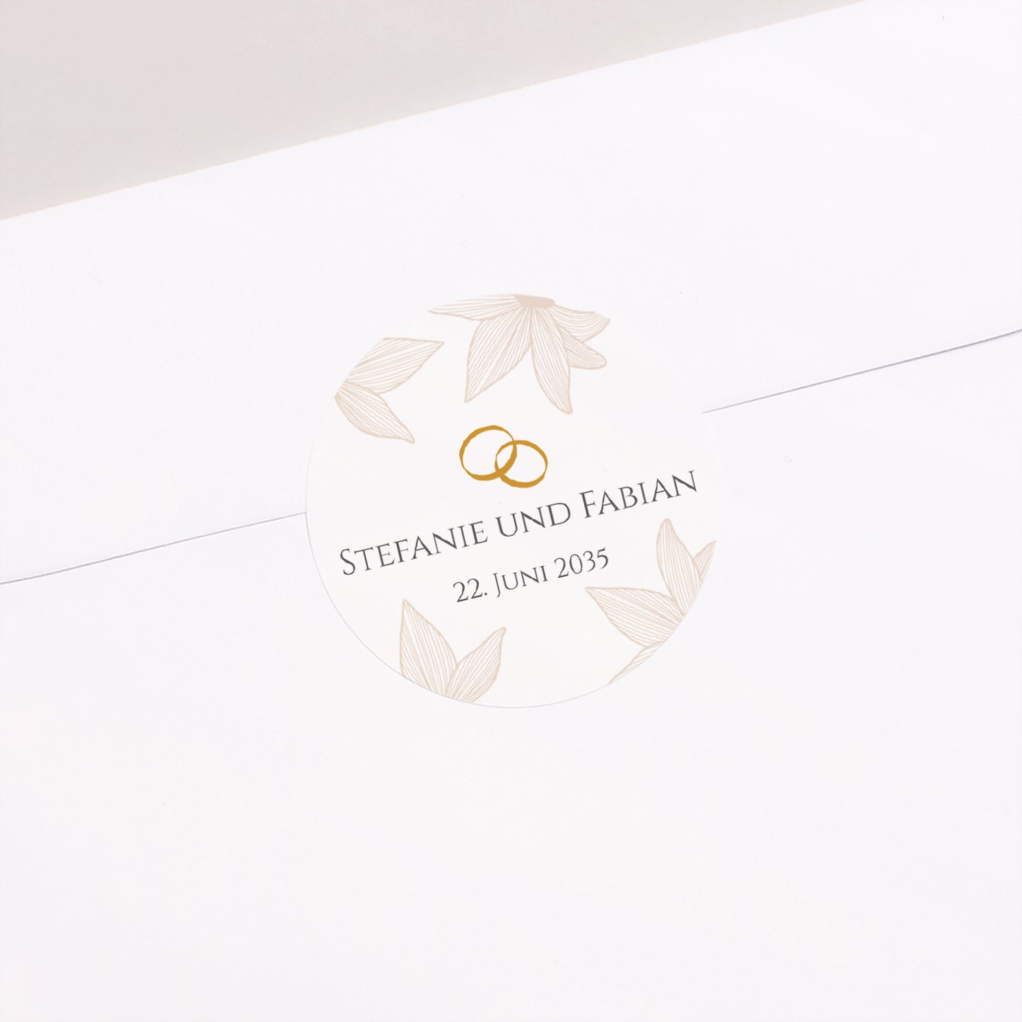 Sticker Hochzeit Rund Blumen der goldenen Eleganz foto N° 2