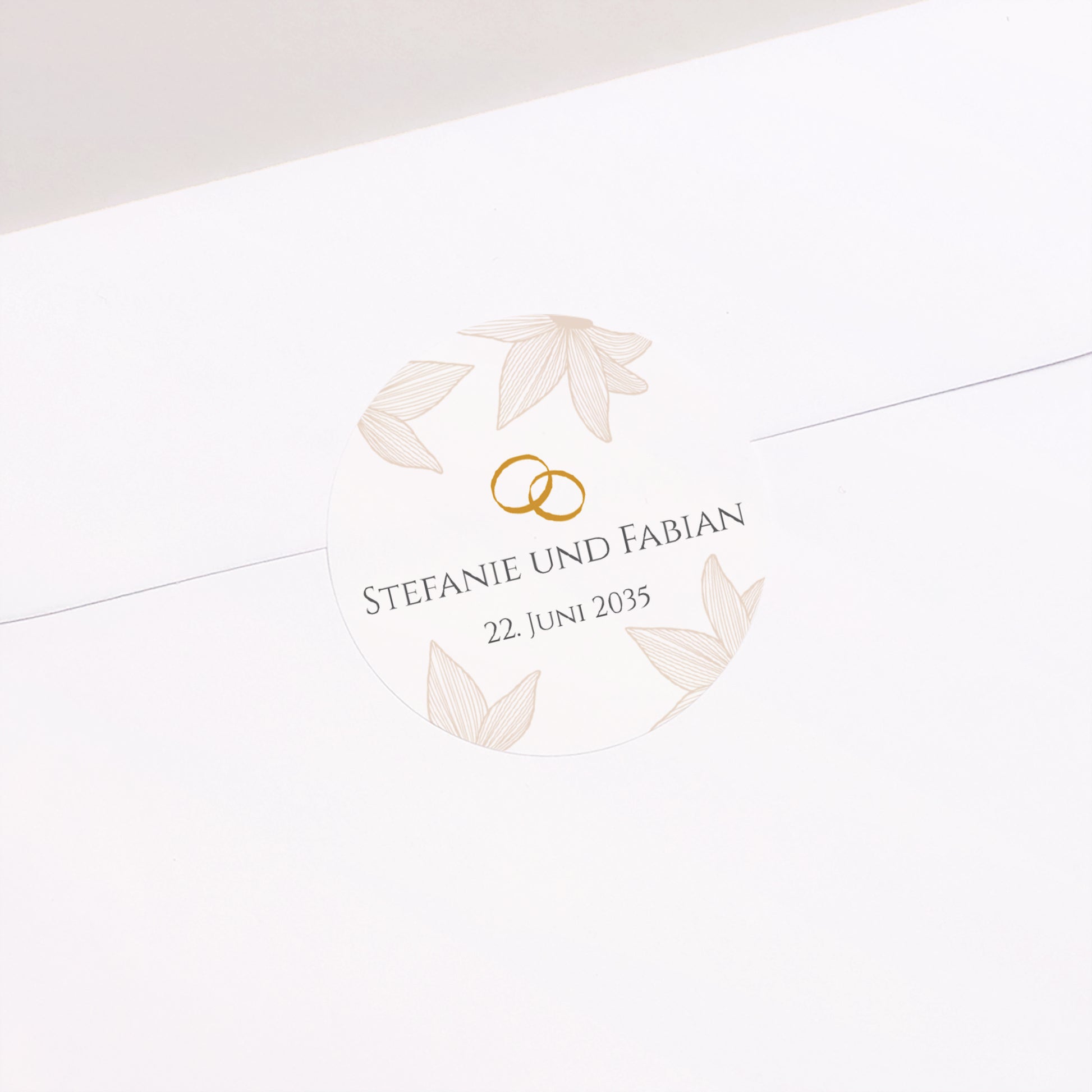 Sticker Hochzeit Rund Blumen der goldenen Eleganz foto N° 2