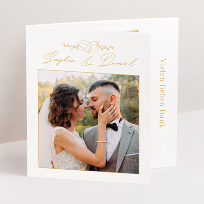 Dankeskarte Hochzeit Asymmetrisches Triptychon Liebesallianzen foto N° 1