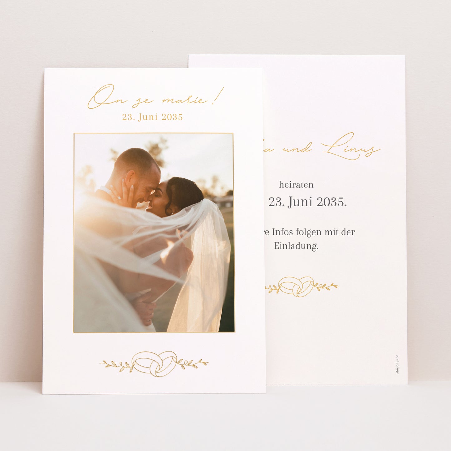 Save the date Karte Hochzeit PortraitPorträt Liebesallianzen II foto N° 1
