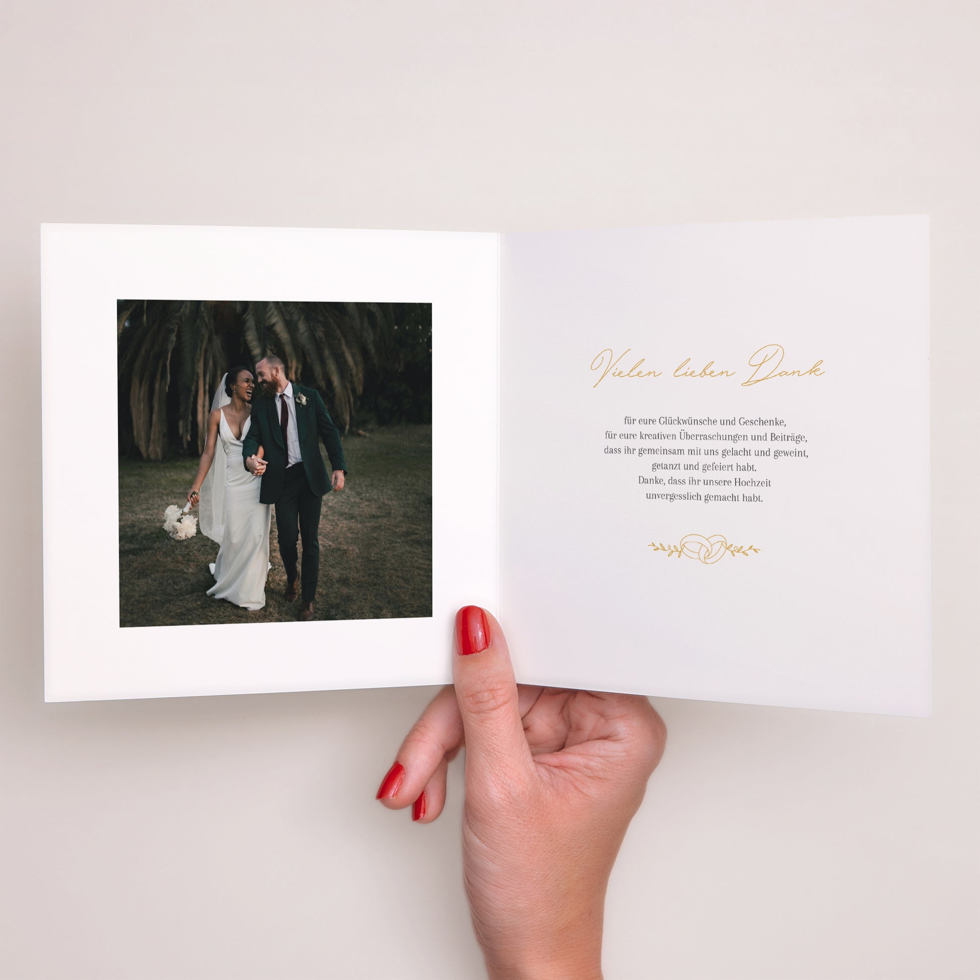 Dankeskarte Hochzeit Doppelflügelfenster Liebesallianzen II foto N° 2