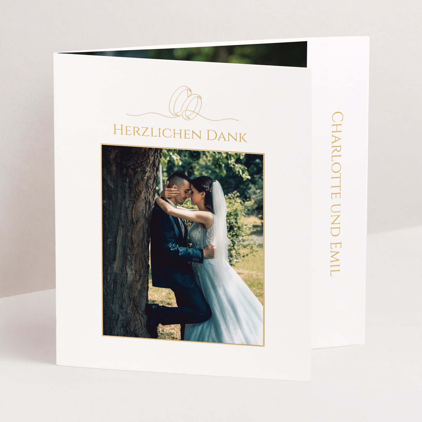 Dankeskarte Hochzeit Asymmetrisches Triptychon Im Laufe unserer Wünsche foto N° 1