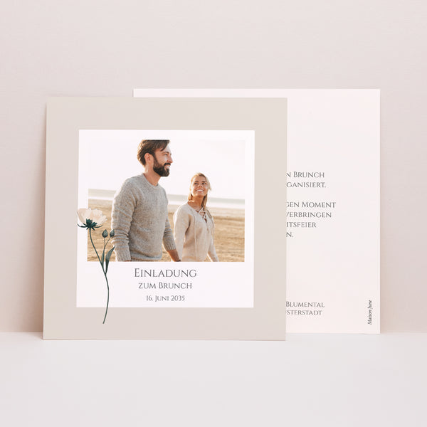 Einladungskarte Hochzeit Einfaches Quadrat Süße Blumen foto
