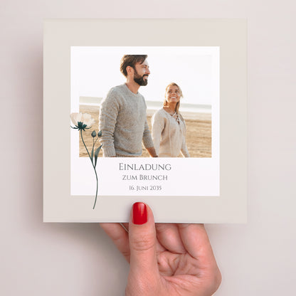 Einladungskarte Hochzeit Einfaches Quadrat Süße Blumen foto N° 2