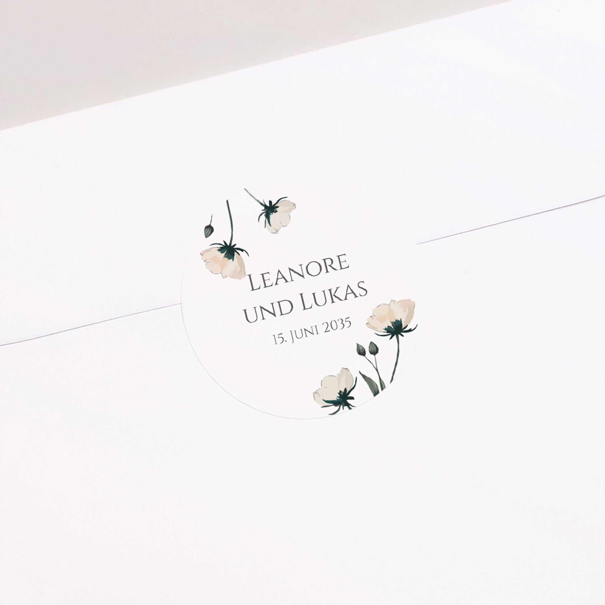 Sticker Hochzeit Rund Süße Blumen foto N° 2